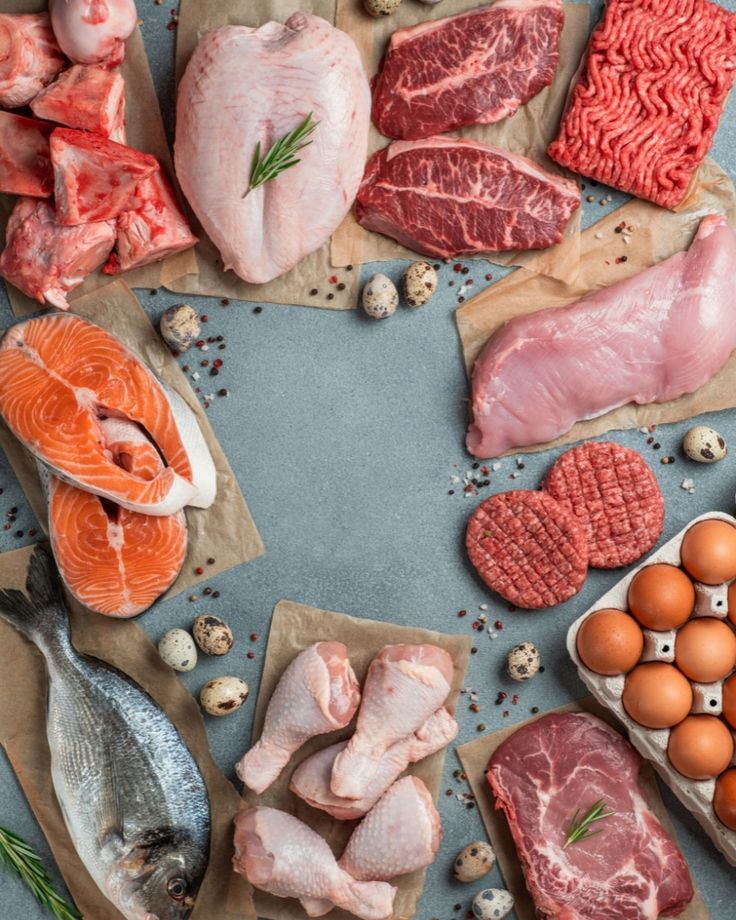 Illustration of the carnivore diet, showcasing meat-based foods like steak, eggs, and fish, with a focus on health benefits and science-backed insights.